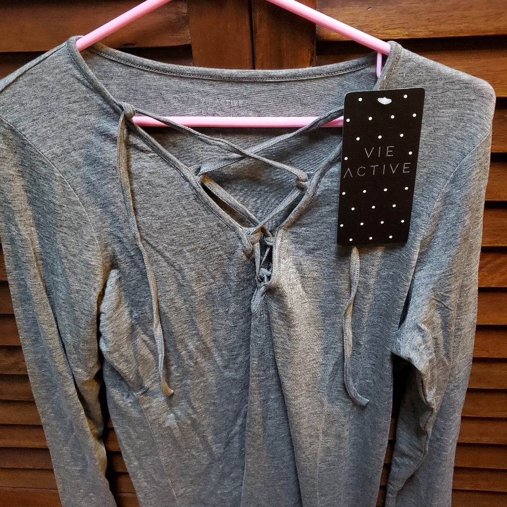 NWT Felicia Tie Up Long Sleeve Slate Grey L